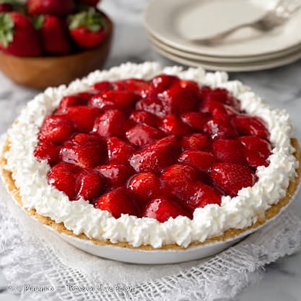 No-Bake Strawberry Cheesecake Cream Pie Recipe - Recipe Image