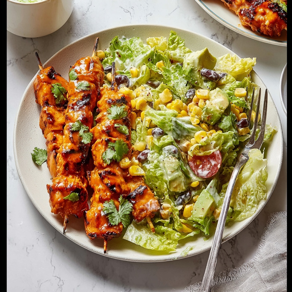 BBQ Chicken Skewer Salad Recipe - Recipe Image