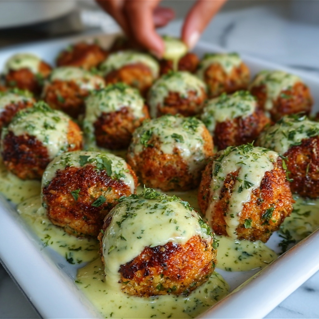 Baked Salmon Meatballs with Creamy Avocado Sauce Recipe - Recipe Image