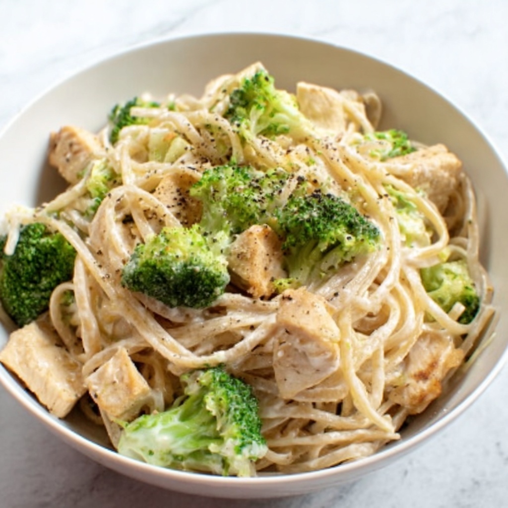 Creamy Chicken and Broccoli Alfredo Fettuccine Recipe - Recipe Image