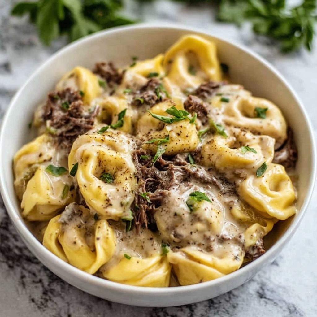 Philly Cheesesteak Tortellini Recipe - Recipe Image