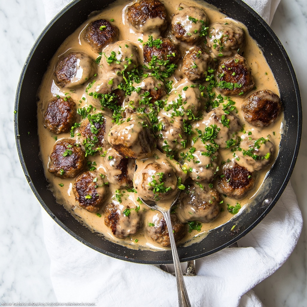 Swedish Meatballs with Creamy Gravy and Lingonberry Jam Recipe - Recipe Image
