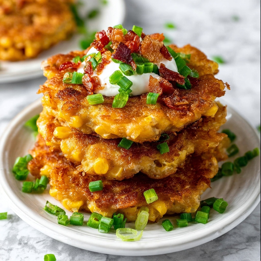 Sweet Corn Fritter Stacks with Honey Butter Recipe - Recipe Image