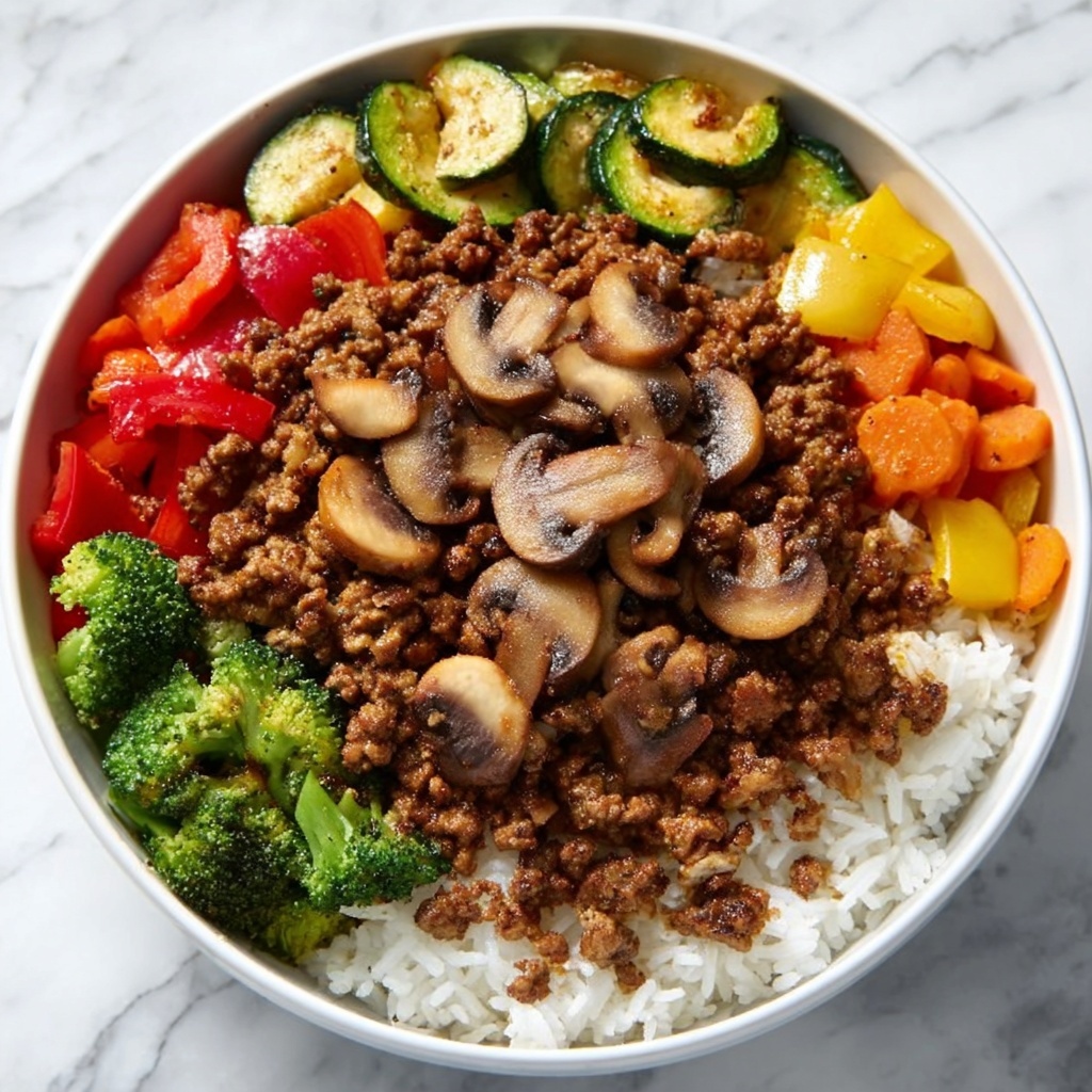 Ground Turkey Roasted Veggie Rice Bowl Recipe - Recipe Image