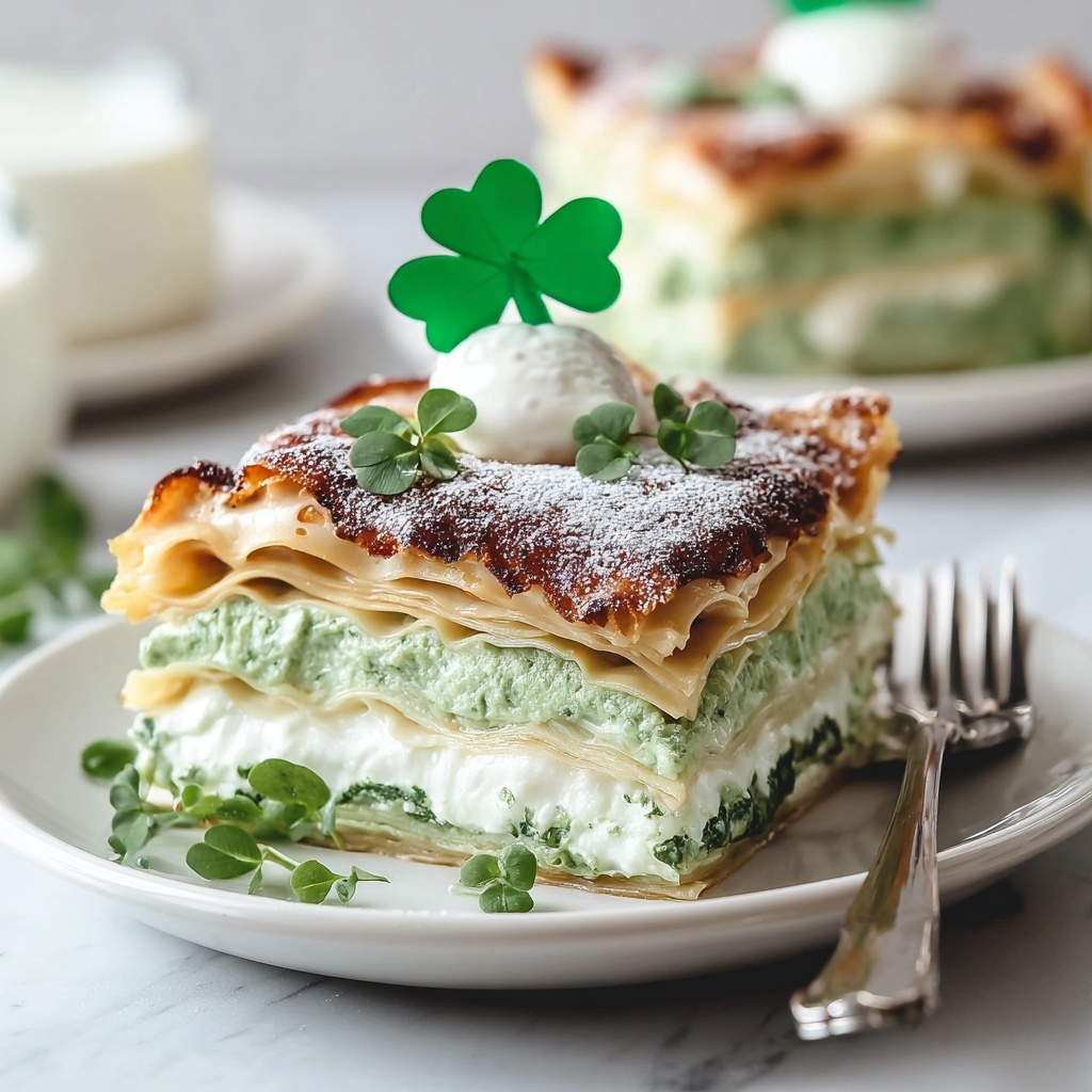 St. Patrick's Day Shamrock Lasagna Dessert Recipe - Recipe Image
