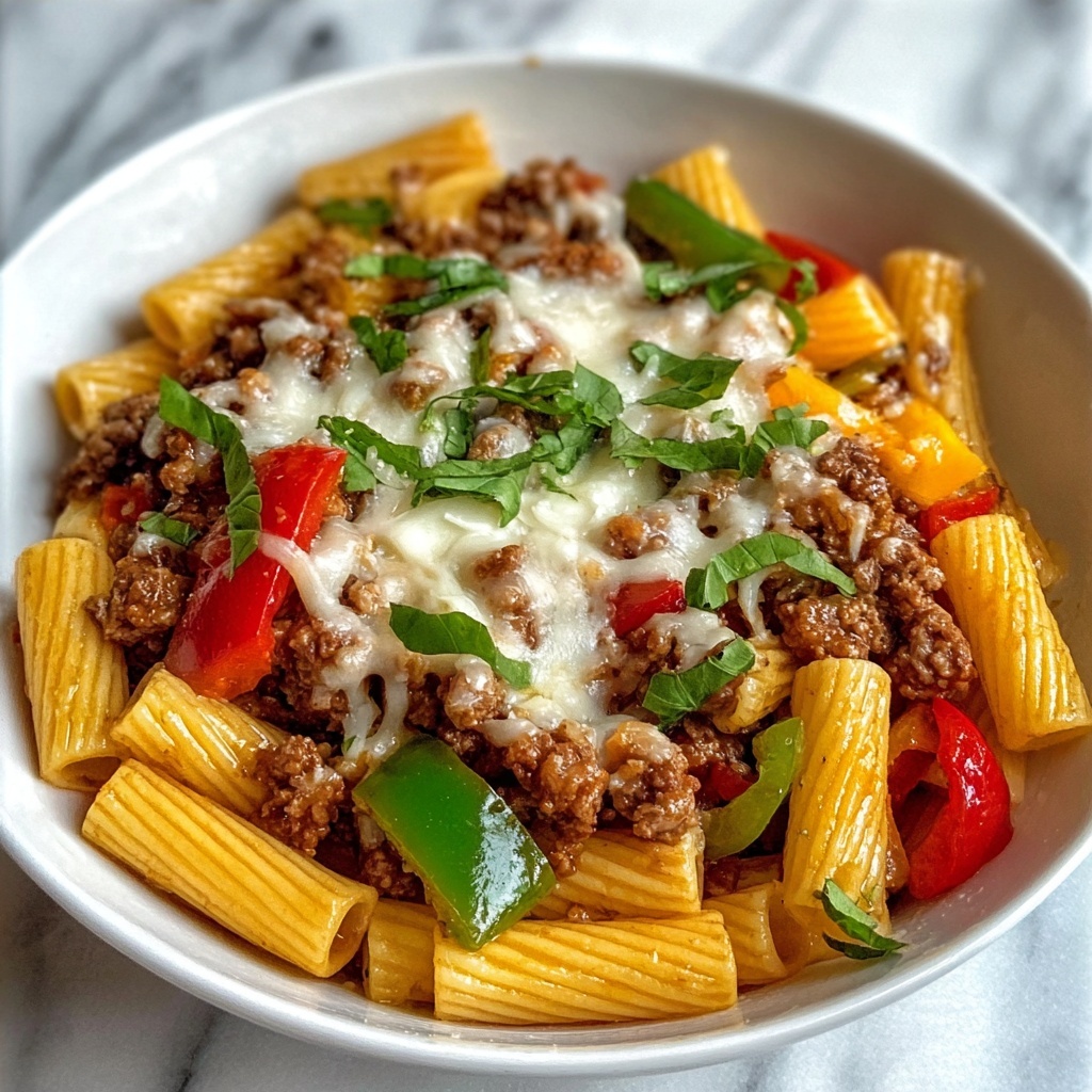 Crockpot Philly Cheesesteak Pasta Casserole Recipe - Recipe Image