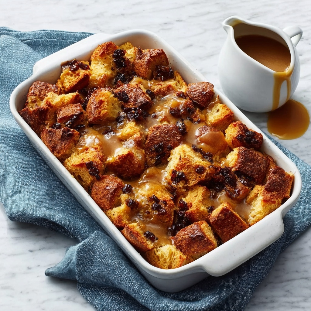 Old-Fashioned Bread Pudding with Vanilla Sauce Recipe - Recipe Image