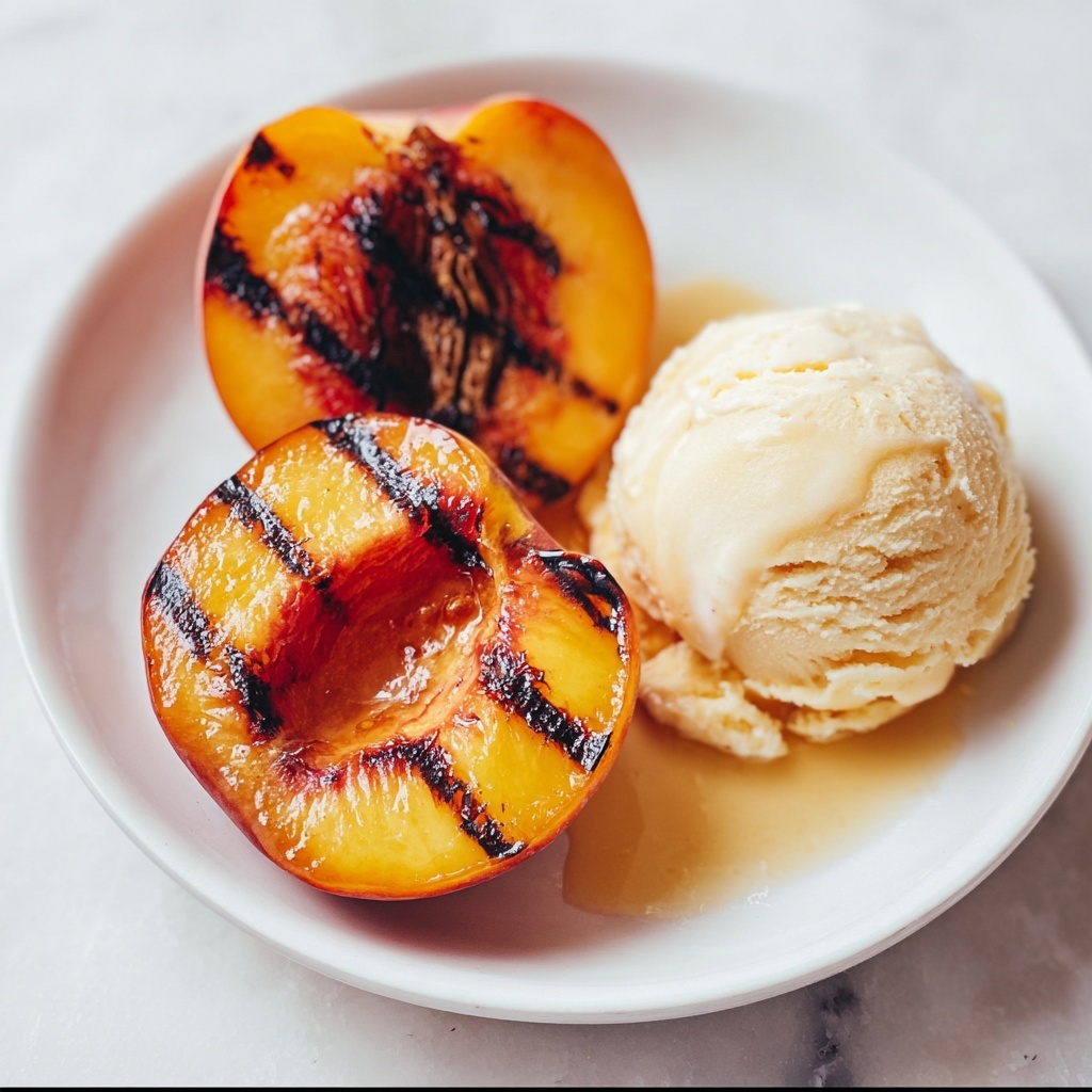 Grilled Peaches with Vanilla Ice Cream Recipe - Recipe Image