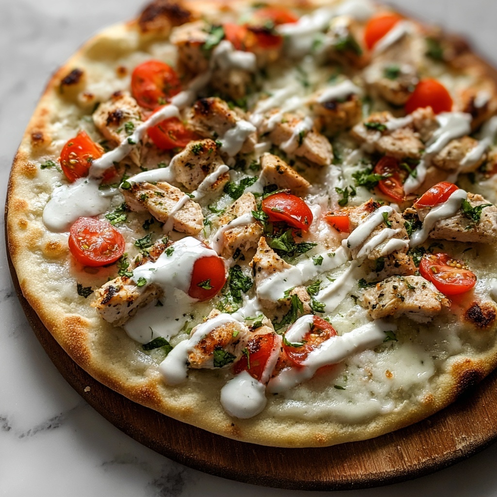 Mediterranean Tzatziki Chicken Naan Pizza Recipe - Recipe Image