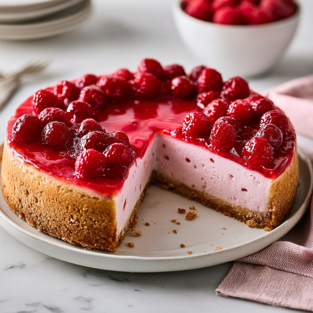 Easy Baked Raspberry Cheesecake Recipe - Recipe Image