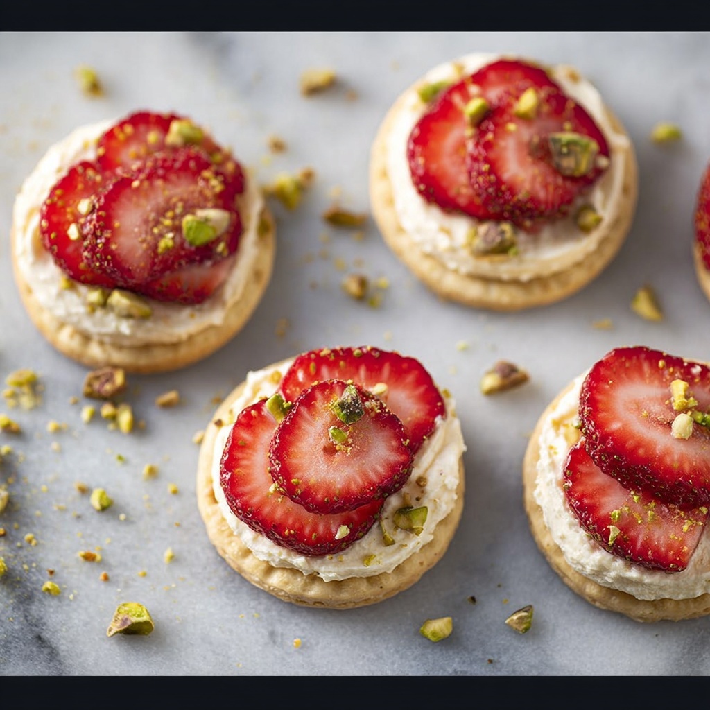 Mini Strawberry Pistachio Mascarpone Tartlets Recipe - Recipe Image