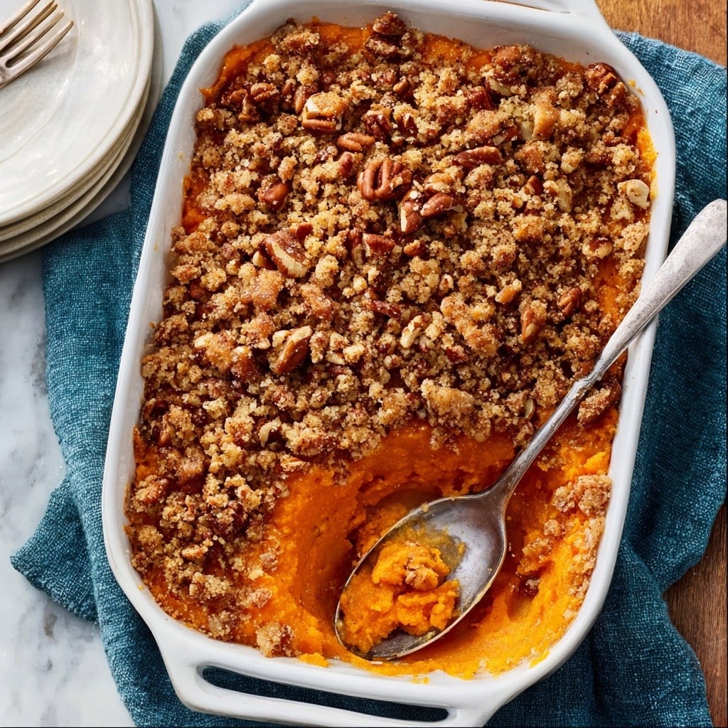 Sweet Potato Casserole with Pecan Streusel Topping Recipe - Recipe Image