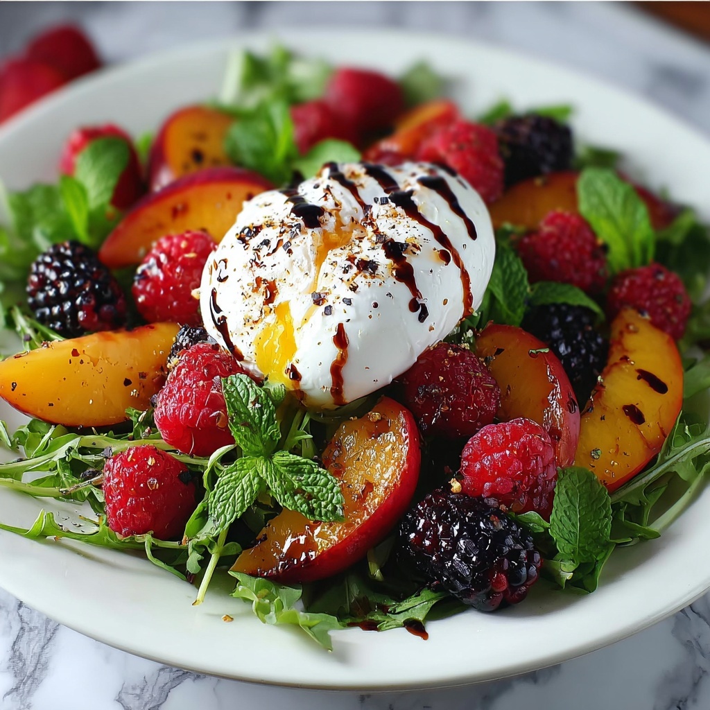 Peach Burrata Salad with Basil, Balsamic Glaze, and Toasted Nuts Recipe - Recipe Image