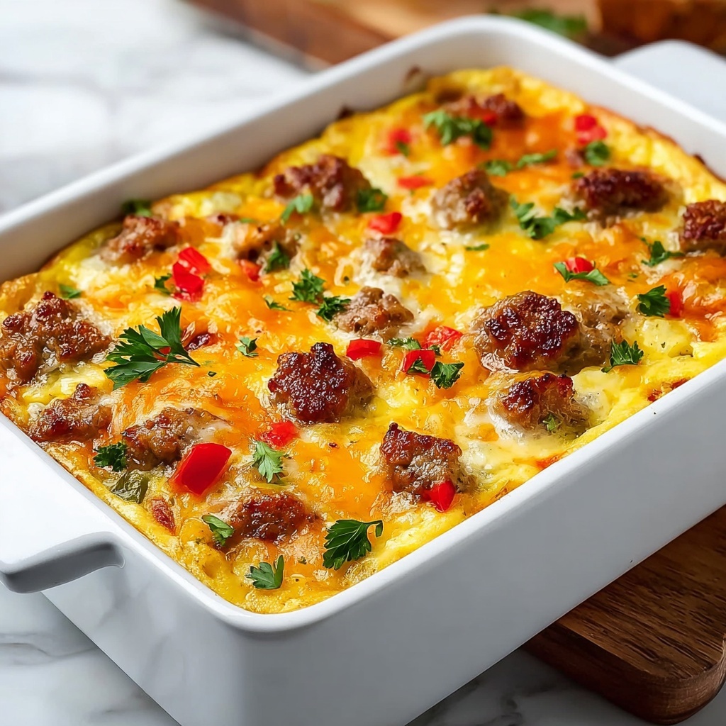 Cheesy Sausage Hashbrown Breakfast Bake Recipe - Recipe Image