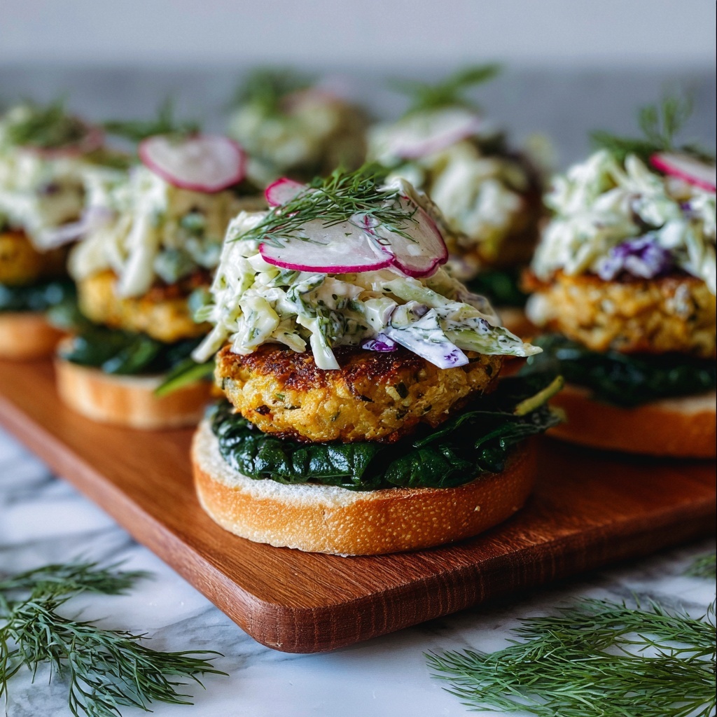 Crispy Salmon Sliders with Lemon Arugula Slaw Recipe - Recipe Image
