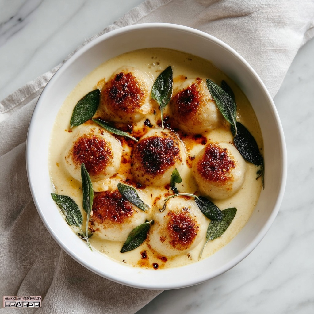 Italian Ricotta Gnudi in Cheese Sauce Recipe - Recipe Image