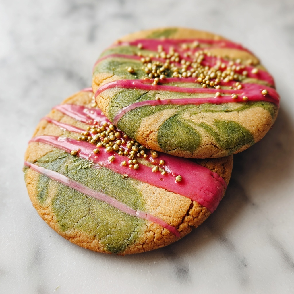 Marble Matcha Strawberry Cookies Recipe - Recipe Image