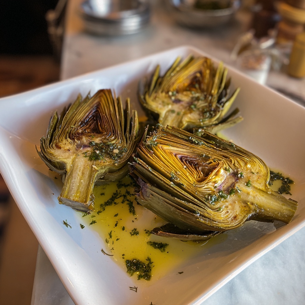 Grilled Artichokes with Garlic Butter Recipe - Recipe Image