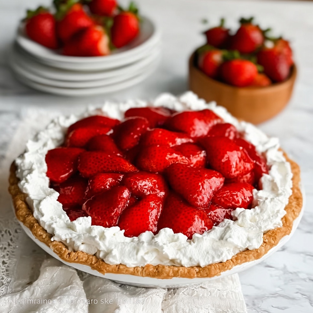 No-Bake Strawberry Cheesecake Cream Pie Recipe - Recipe Image