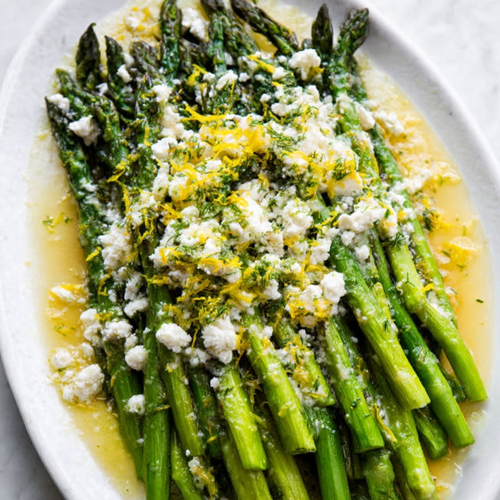 Lemon and Feta Grilled Asparagus Recipe - Recipe Image