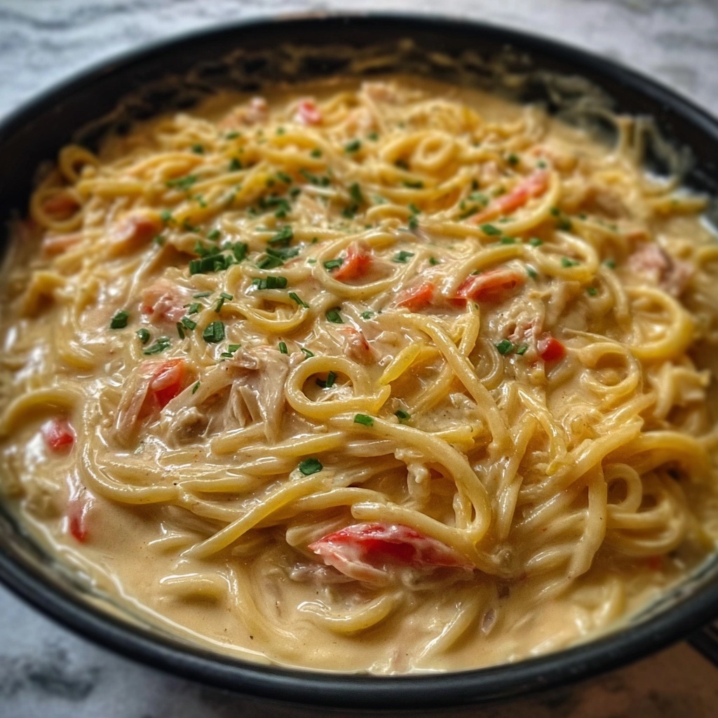 Creamy Crockpot Chicken Spaghetti Recipe - Recipe Image