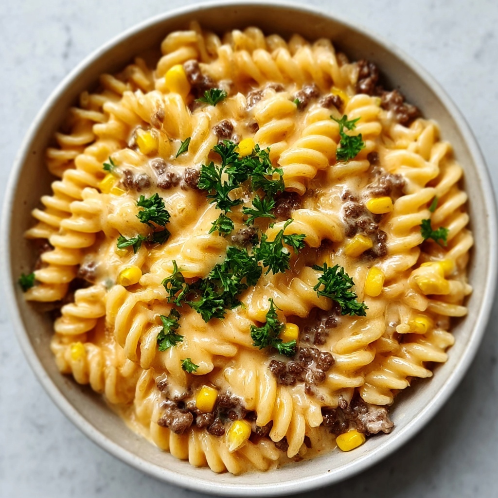 Loaded Cheddar Ranch Beef and Sweet Corn Rotini Bake Recipe - Recipe Image