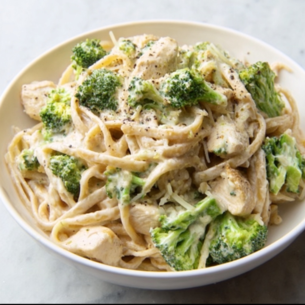 Creamy Chicken and Broccoli Alfredo Fettuccine Recipe - Recipe Image