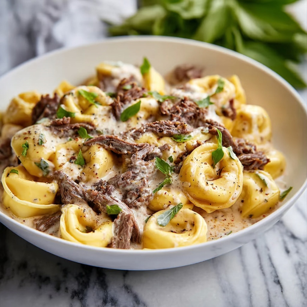 Philly Cheesesteak Tortellini Recipe - Recipe Image