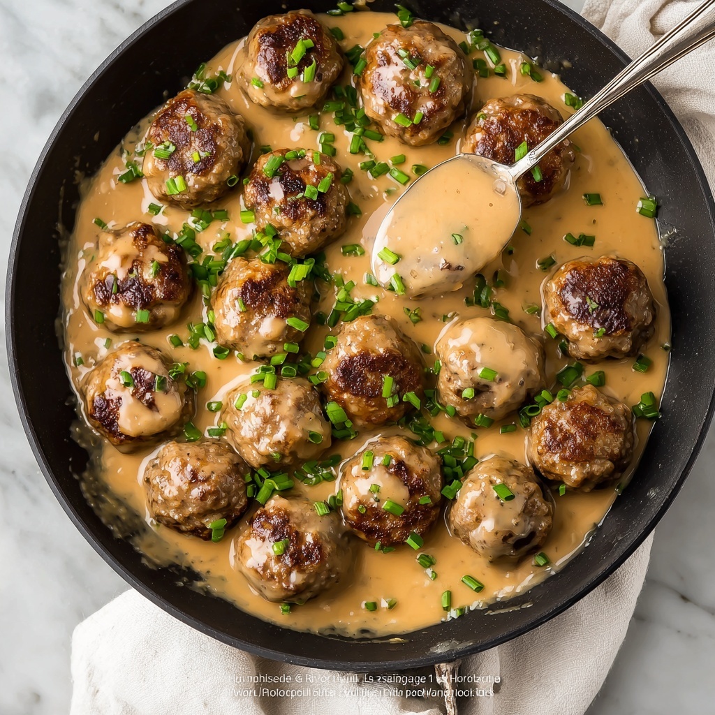 Swedish Meatballs with Creamy Gravy and Lingonberry Jam Recipe - Recipe Image