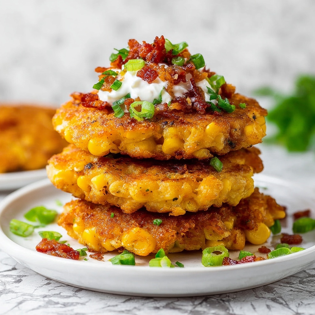 Sweet Corn Fritter Stacks with Honey Butter Recipe - Recipe Image