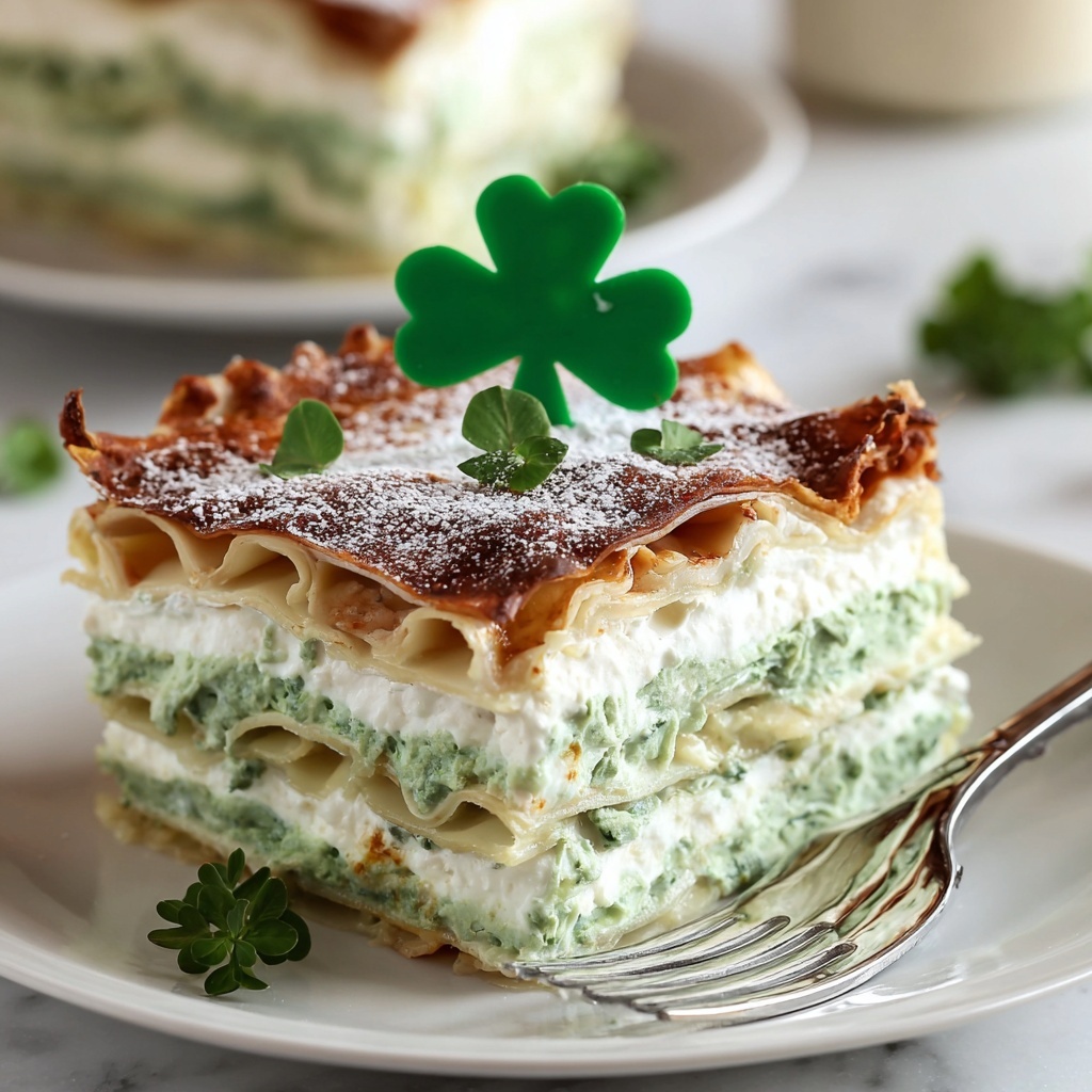 St. Patrick's Day Shamrock Lasagna Dessert Recipe - Recipe Image