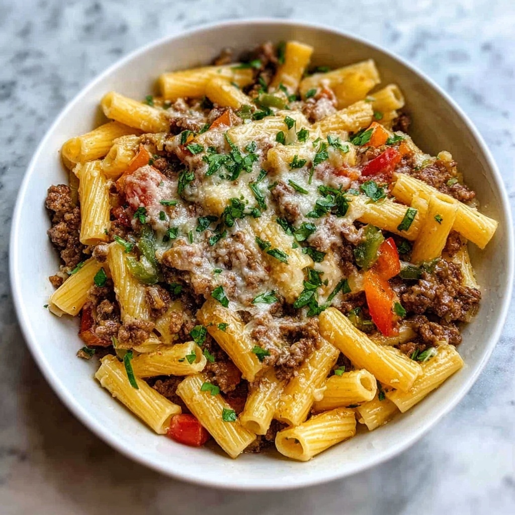 Crockpot Philly Cheesesteak Pasta Casserole Recipe - Recipe Image