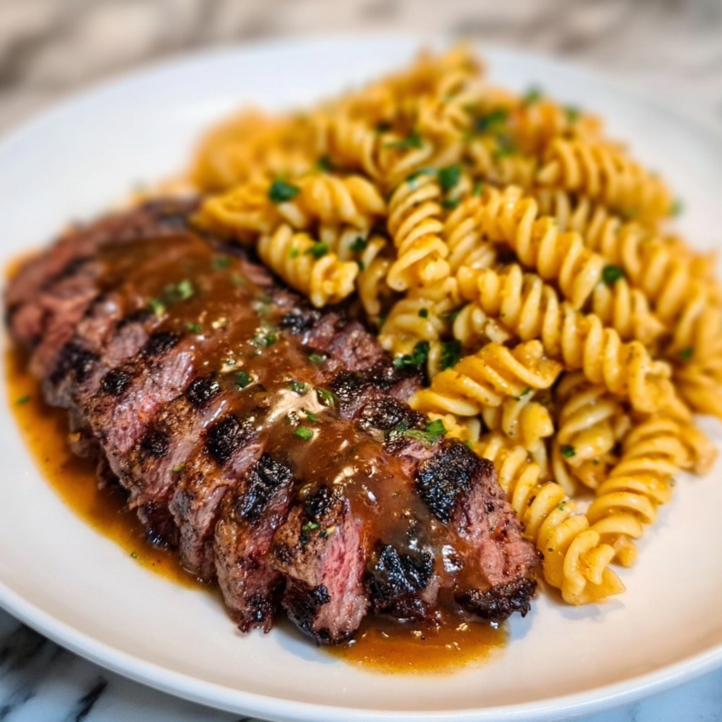 Sticky Honey Garlic Steak and Rotini Recipe - Recipe Image