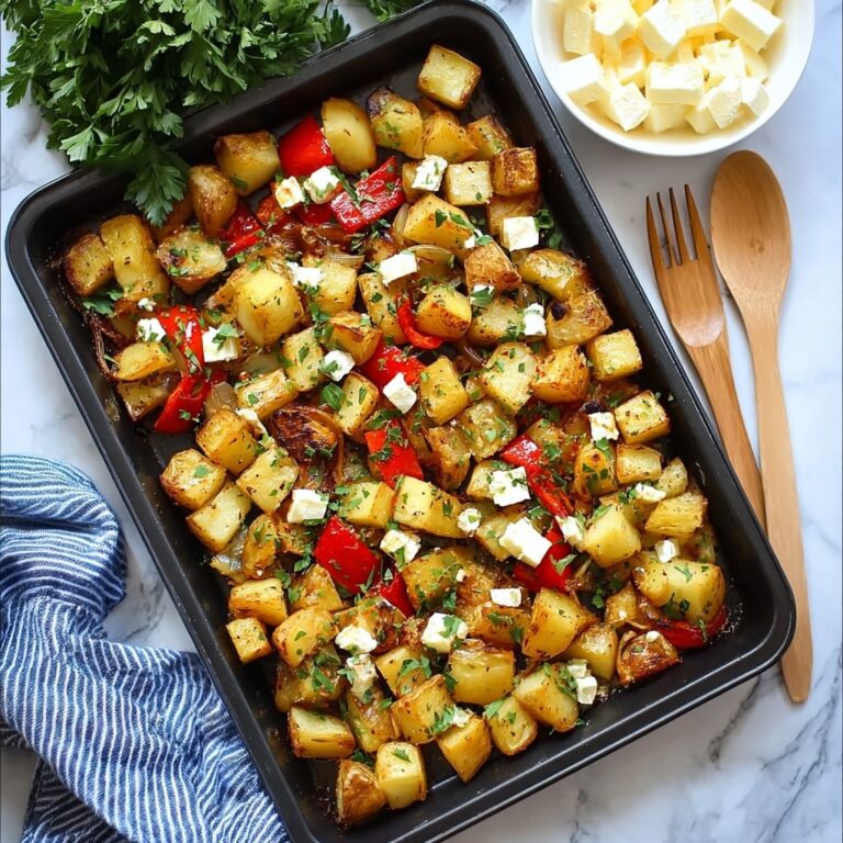 Greek Roasted Potatoes With Peppers & Feta Recipe