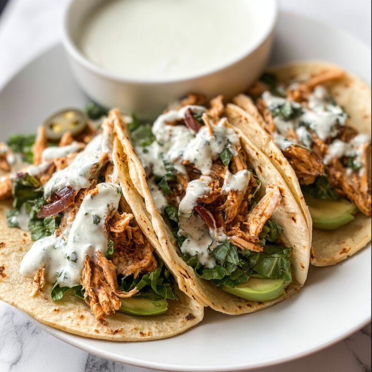 Shredded Chicken Tacos with Creamy Chimichurri Sauce Recipe