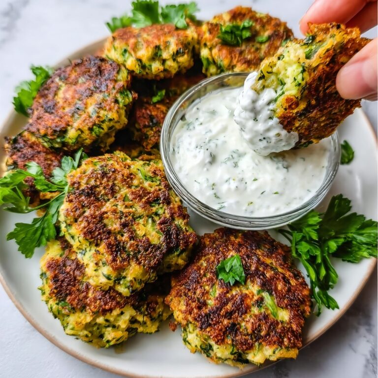 Crispy Vegetable Fritters with Creamy Garlic Tzatziki Recipe
