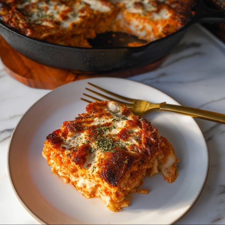 Easy Chicken Parmesan Lasagna Skillet Recipe