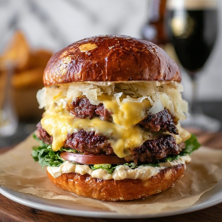 Corned Beef Burgers with Irish Cheddar and Sauerkraut Recipe