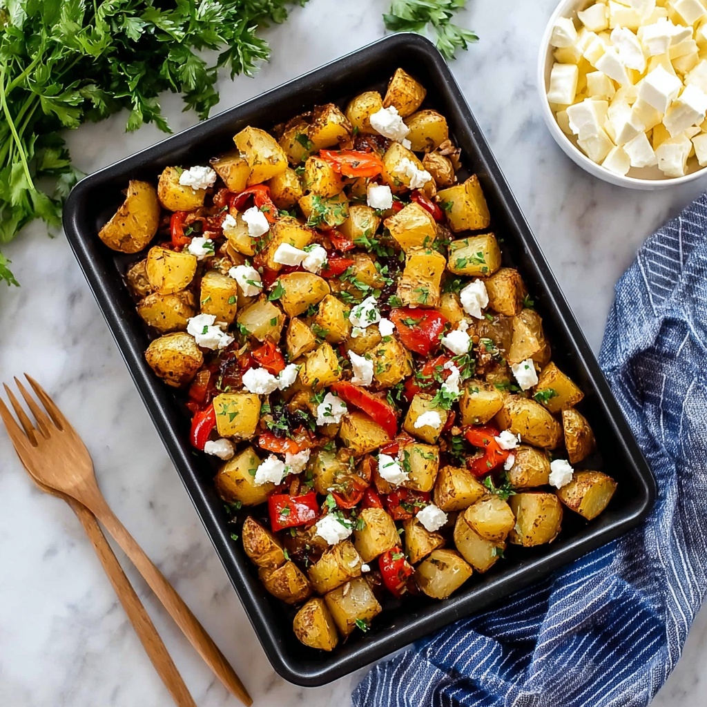 Greek Roasted Potatoes With Peppers & Feta Recipe - Recipe Image