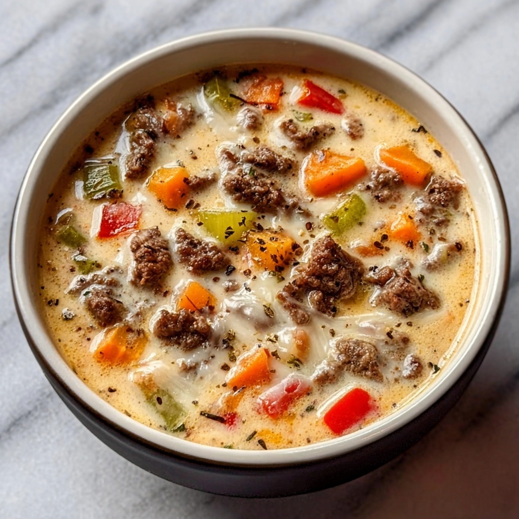 One-Pot Philly Cheesesteak Soup Recipe - Recipe Image