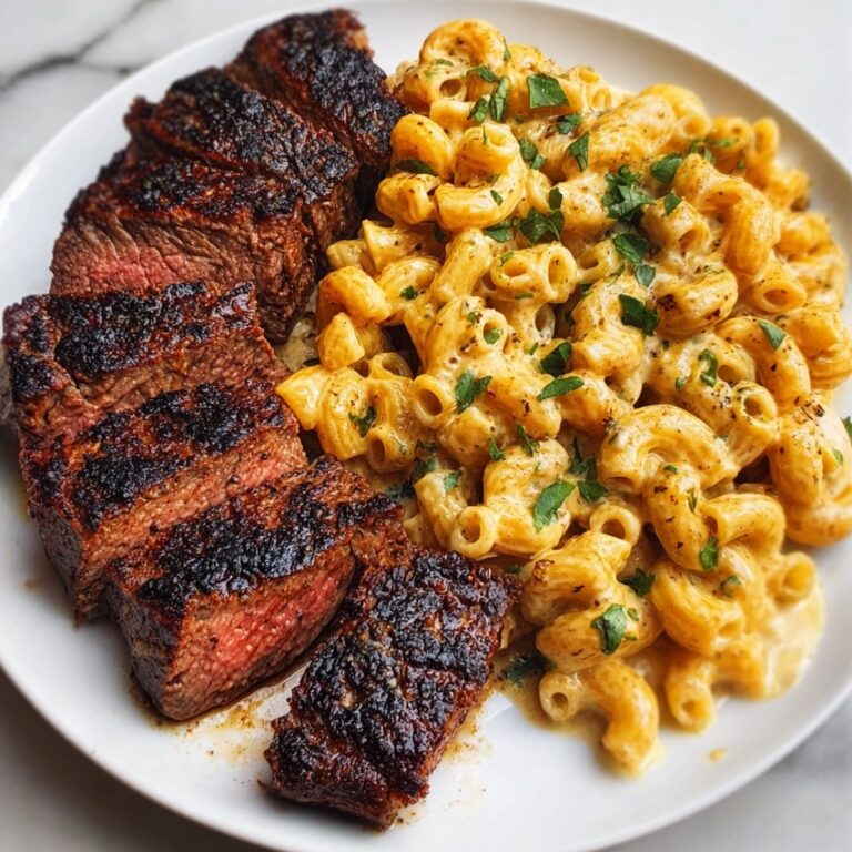 Garlic Butter Steak Tips with Cheesy Rigatoni Recipe