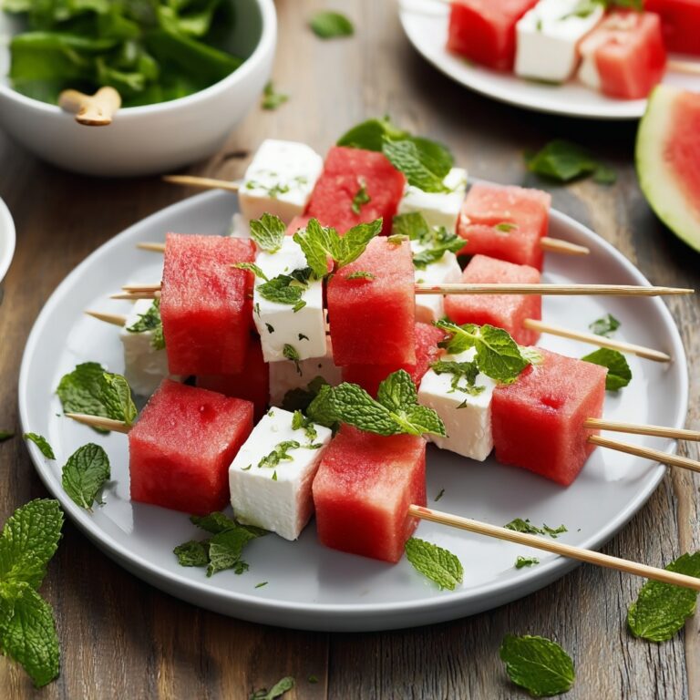 Watermelon and Feta Skewers with Mint Recipe