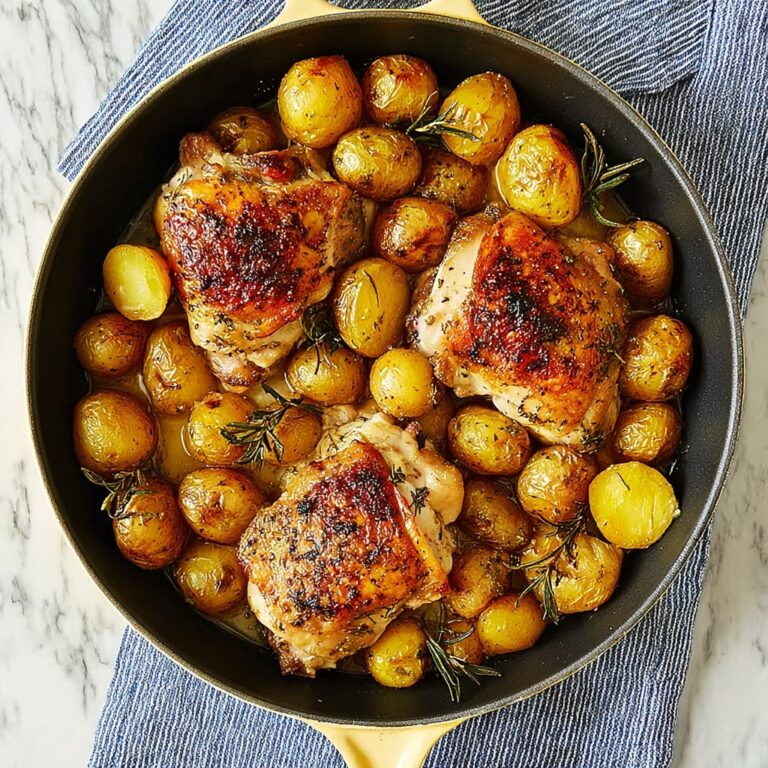 Herb-Crusted Roast Chicken with Garlic Potatoes Recipe