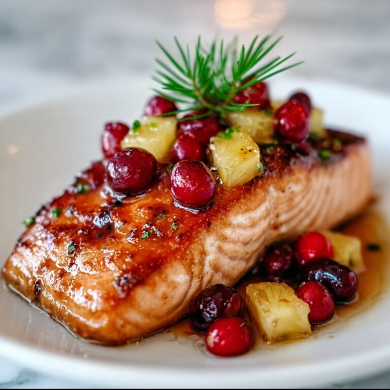 Holiday Glazed Salmon with Cranberry Pineapple Relish Recipe