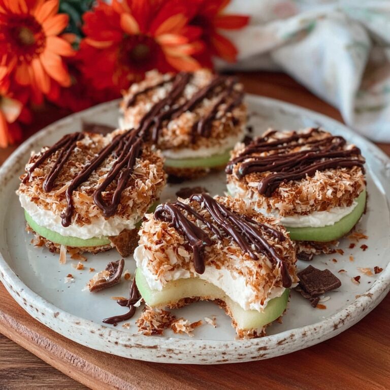Samoa Apple Slices: Fried Apple Rings with Caramel, Coconut, and Chocolate Recipe