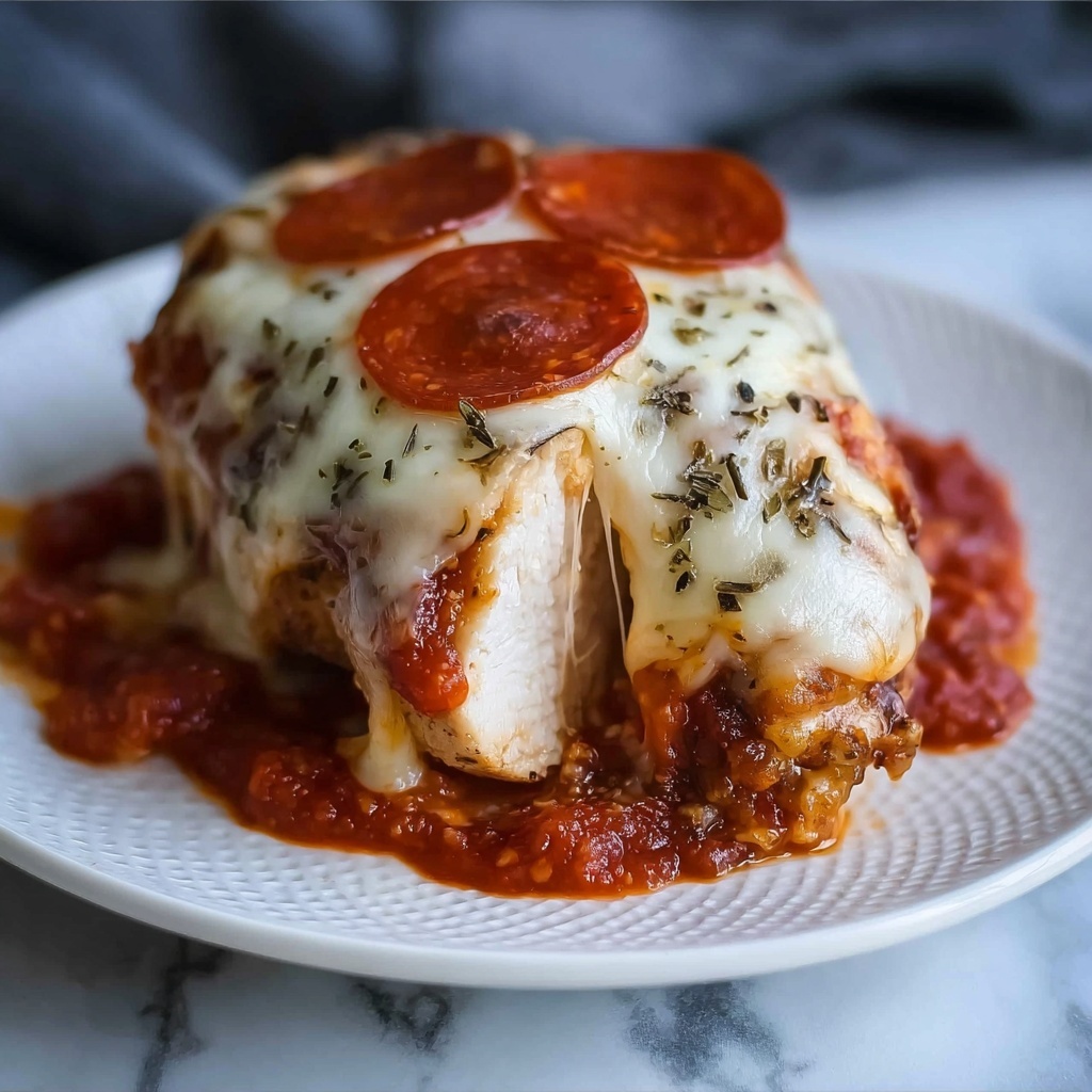 Pepperoni Pizza Stuffed Chicken Bake Recipe - Recipe Image