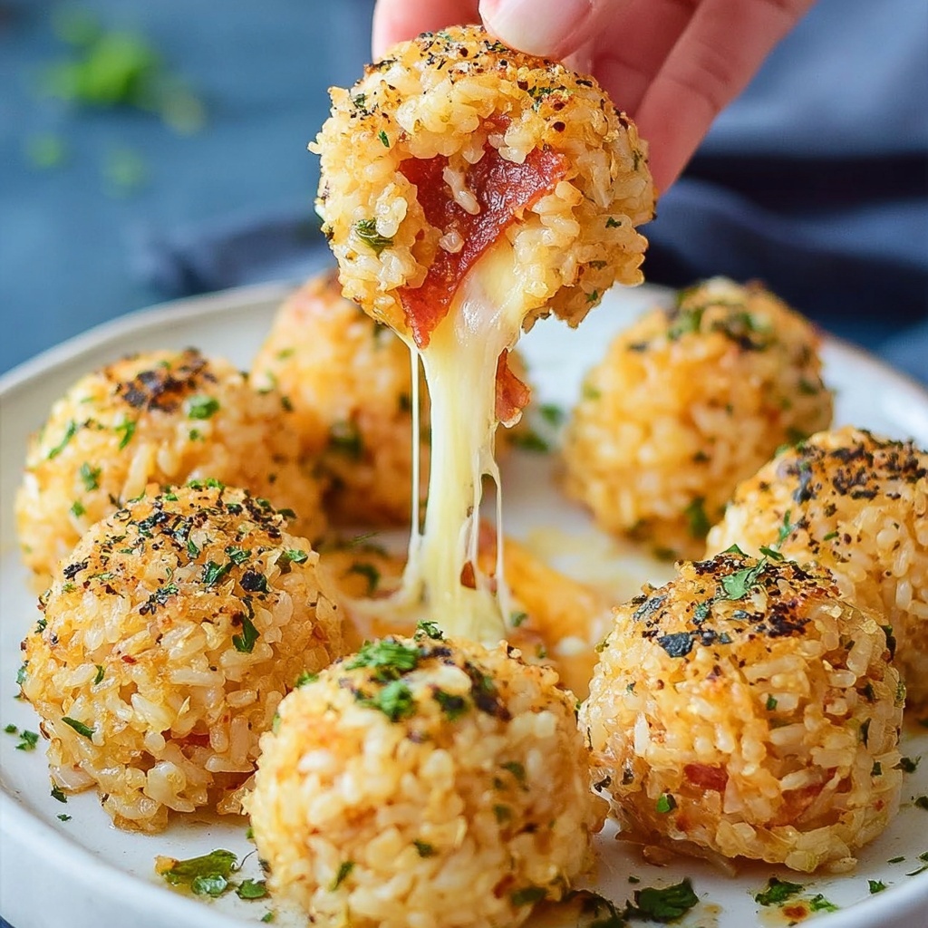 Rice Balls with Cheese and Pepperoni Recipe - Recipe Image