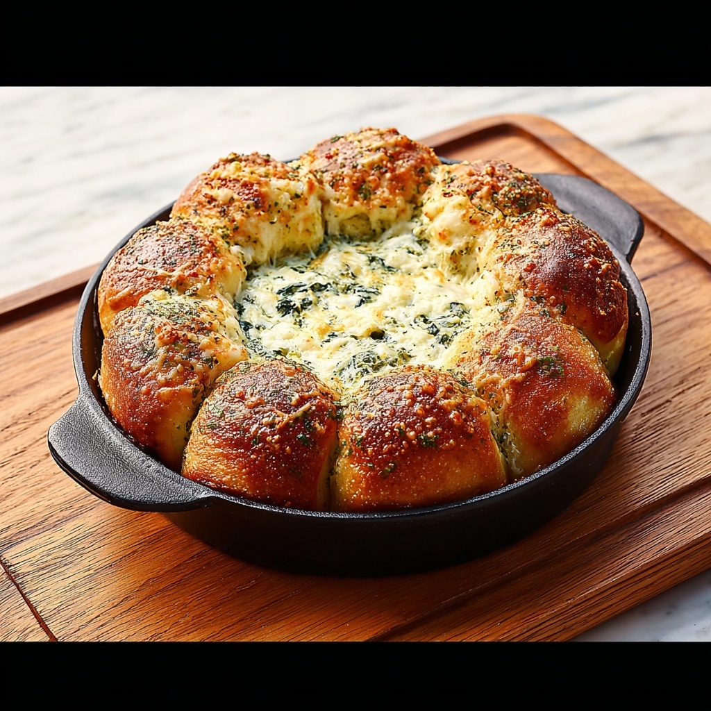 Cheesy Spinach and Artichoke Bread Ring Dip Recipe - Recipe Image
