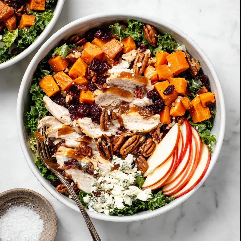 Fall Harvest Kale Salad with Roasted Sweet Potatoes, Chicken, and Cranberries Recipe - Recipe Image