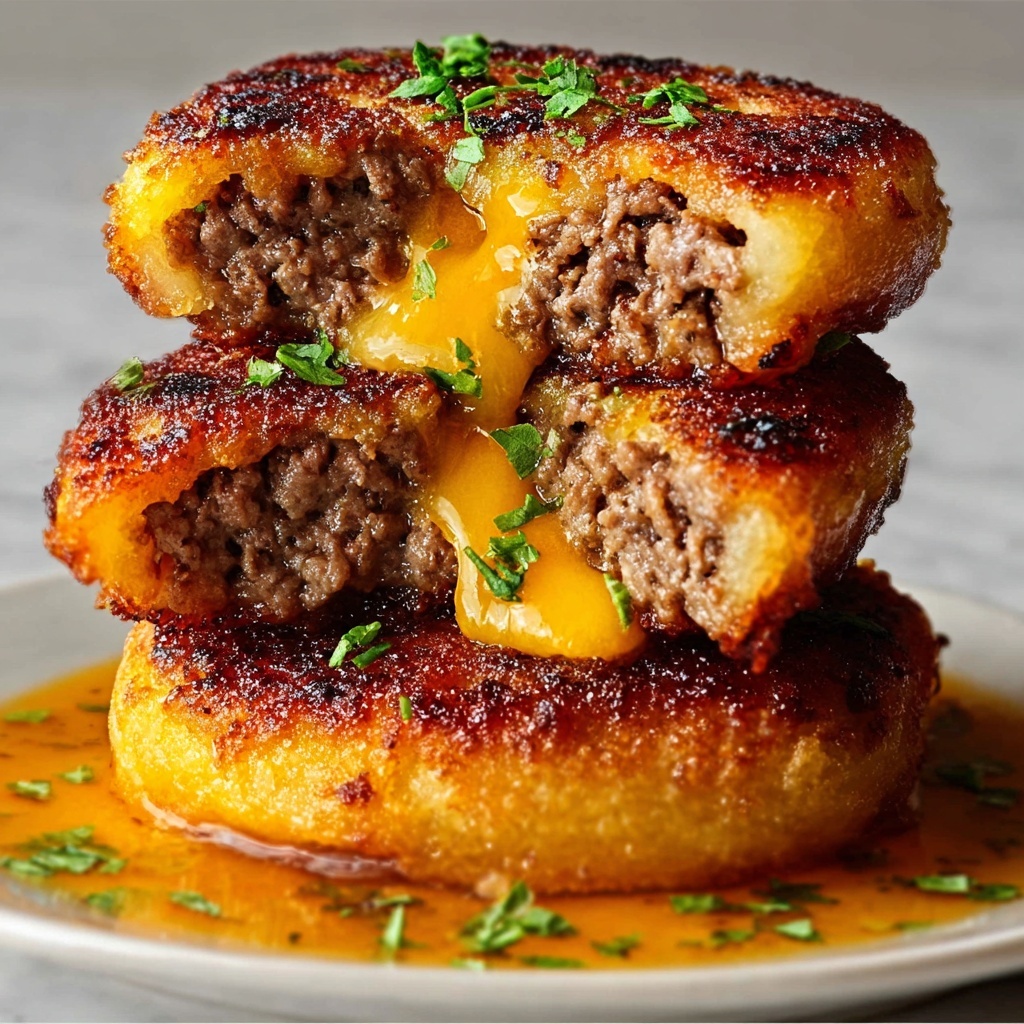 Cheesy Beef Stuffed Potato Cakes Recipe - Recipe Image